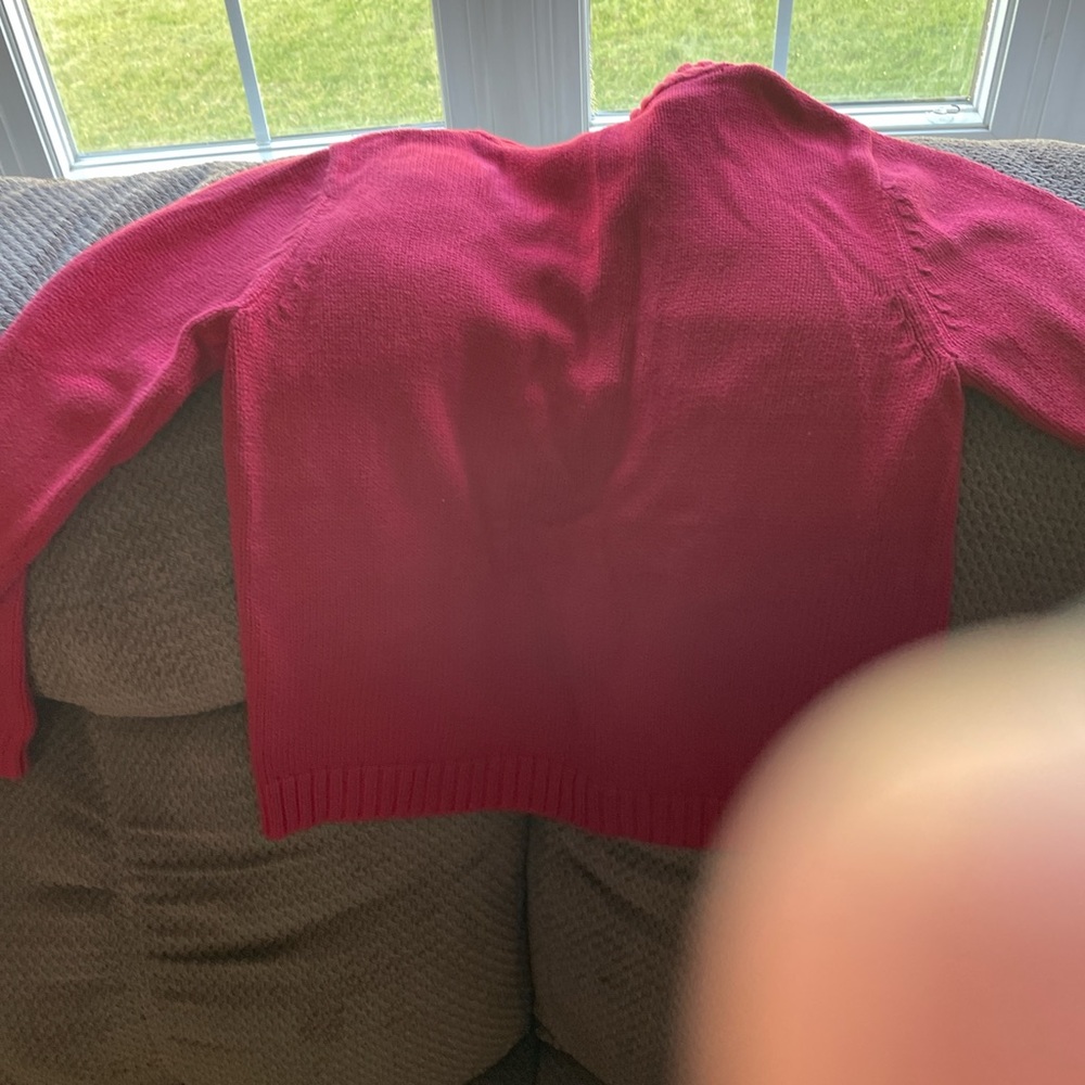 Lands' End Cherry Red Full-Zip Sweater